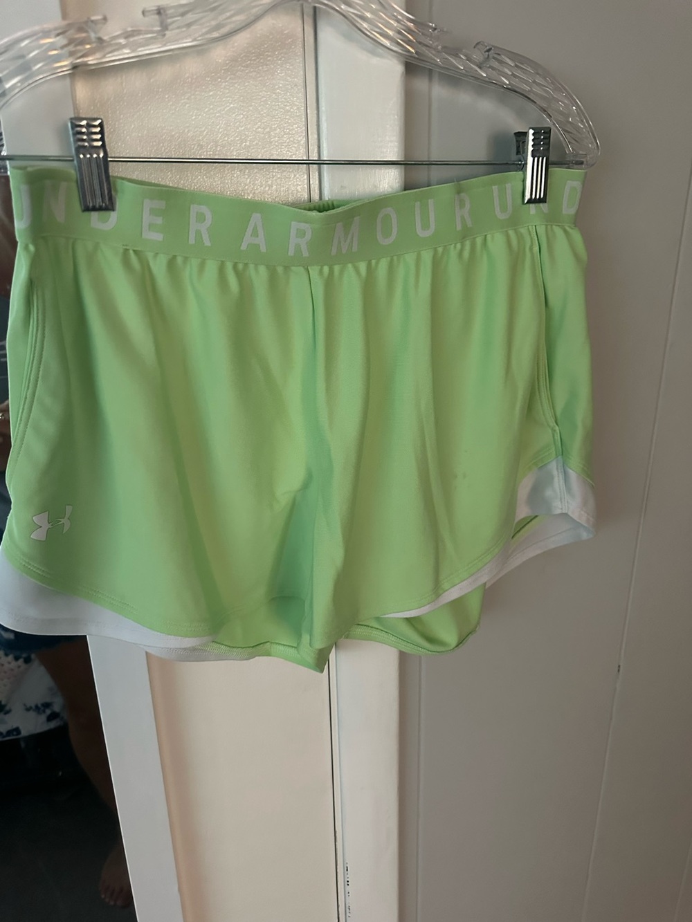 Under Armour Lime Green Athletic Shorts with White Trim